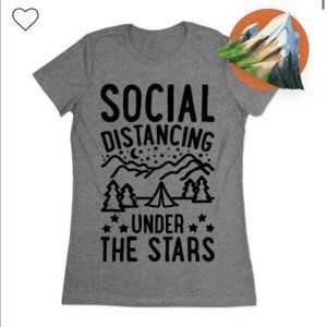 Social Distancing Under The Stars Athletic Gray Extra Large Women's Cotton Shirt